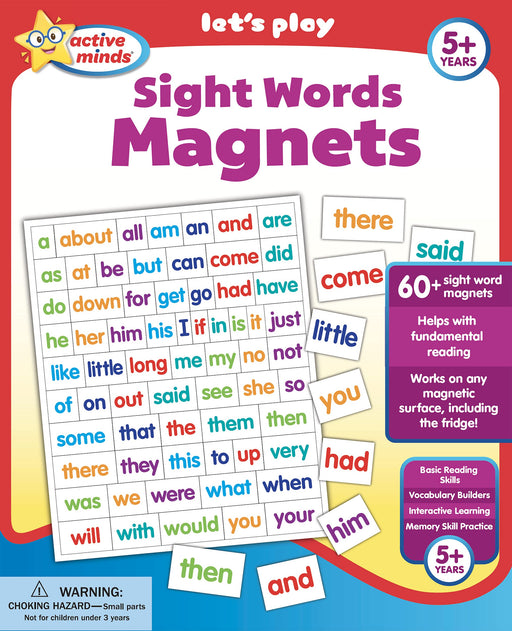 Active Minds Sight Words Magnets - Learn and Practice Language Building Skills needed for Reading (Ages 5 and Up)