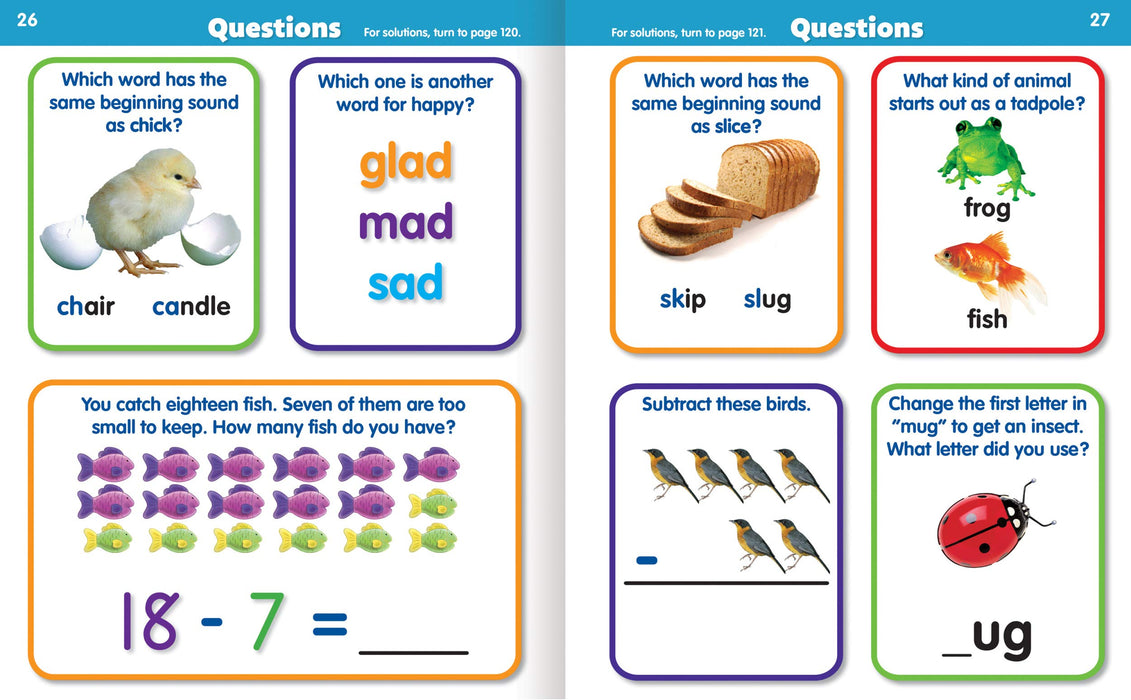 Active Minds - First Grade 301 Questions & Answers Workbook - Language Arts, Math, Science and More!