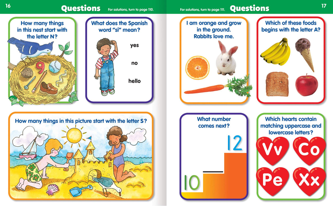 Active Minds - 301 Questions & Answers Kindergarten Activity Workbook - Math, Science, Language Arts and More!