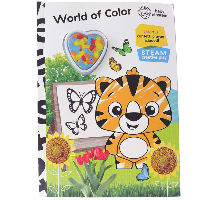 Baby Einstein - World of Color Creative Play Steam Activity Book - Colorful Confetti Crayon Included!