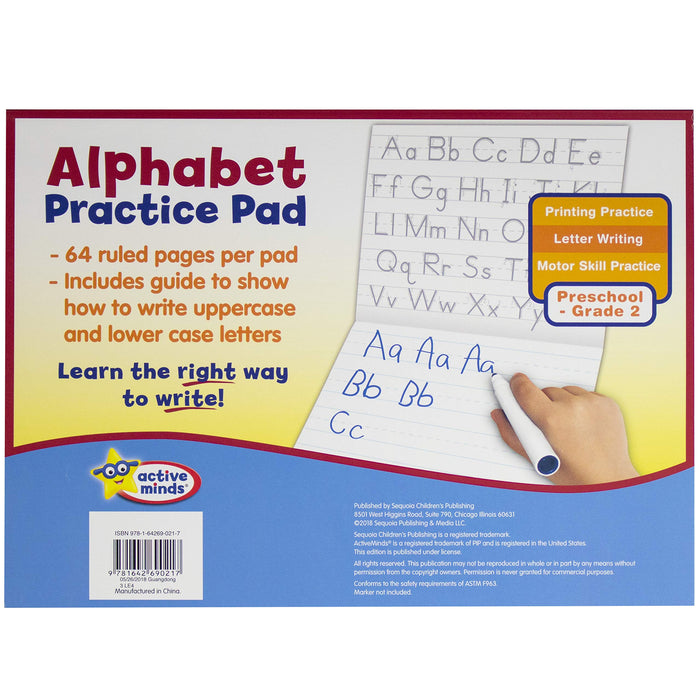 Active Minds - Alphabet Handwriting Practice Pad / Workbook for Kids – Great for Preschool, Kindergarten, and 1st Grade